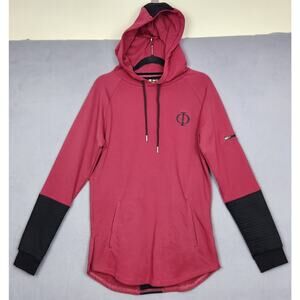 ODIN Hoodie Mens XL Red Pullover Drawstrings Kangaroo Pockets Zip Sleeve Pocket